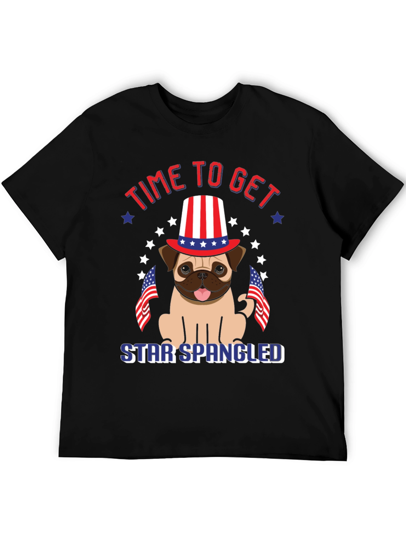 Patriotic Pug T-Shirt - Star Spangled Getaway