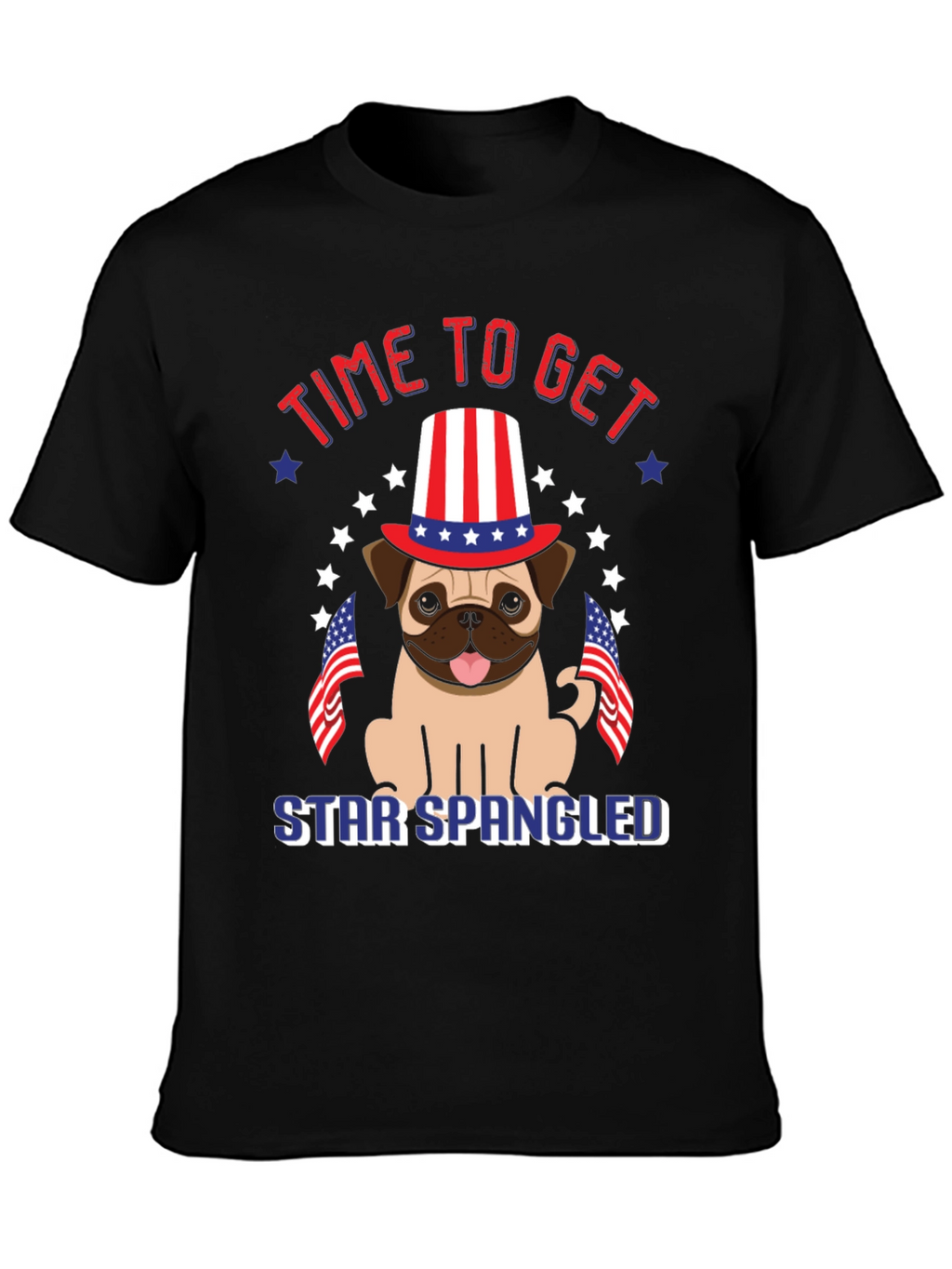 Patriotic Pug T-Shirt - Star Spangled Getaway
