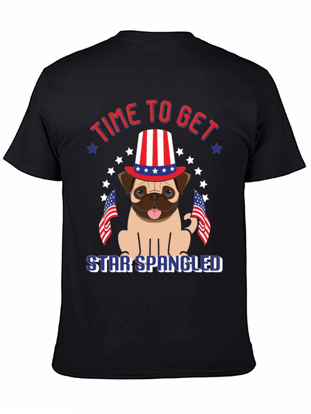 Patriotic Pug T-Shirt - Star Spangled Getaway