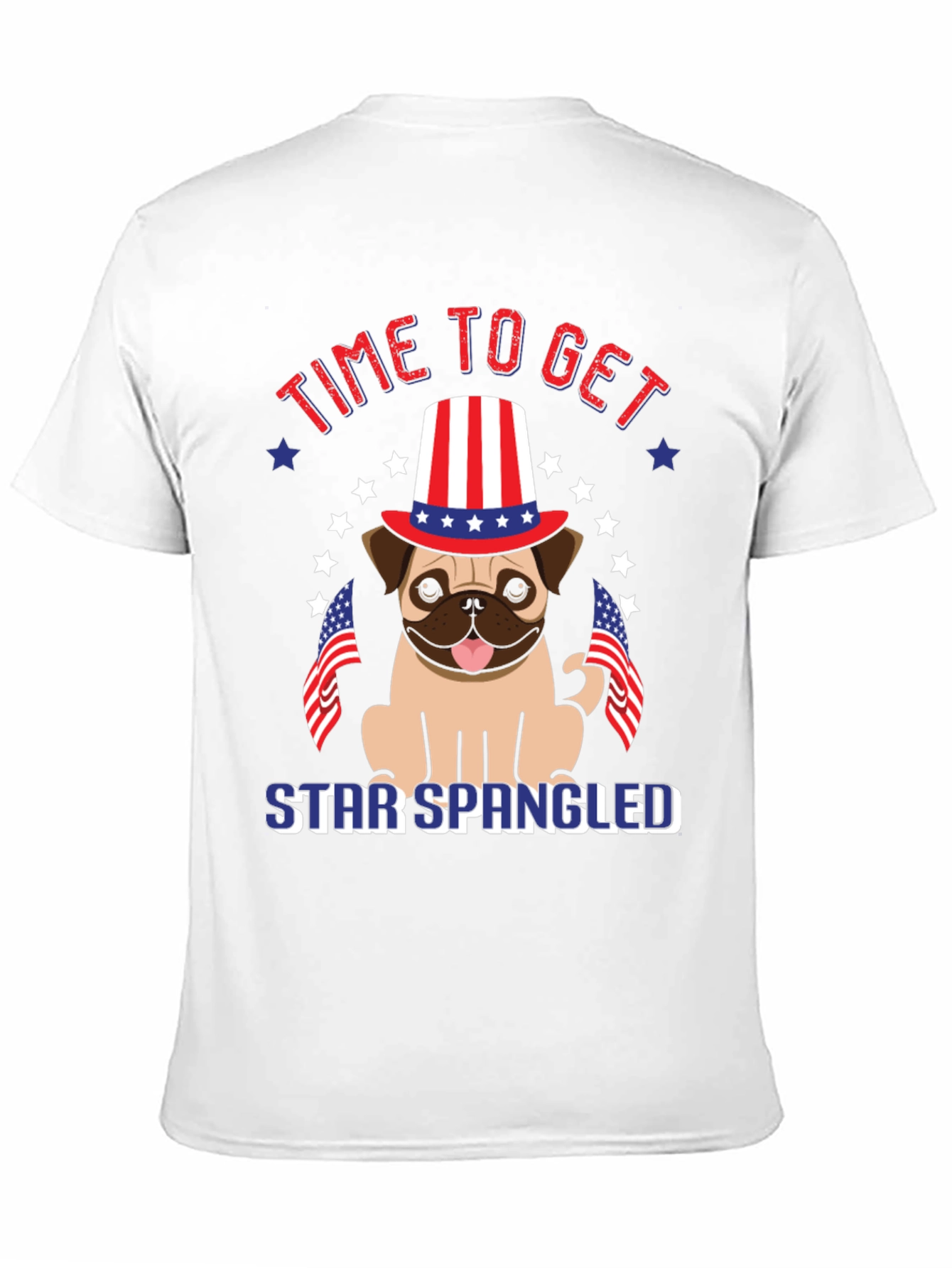Patriotic Pug T-Shirt - Star Spangled Getaway