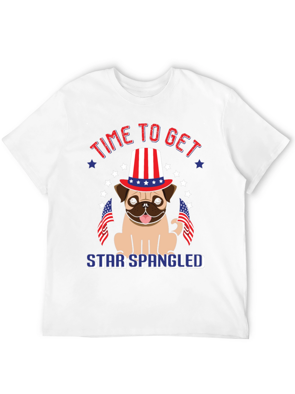 Patriotic Pug T-Shirt - Star Spangled Getaway