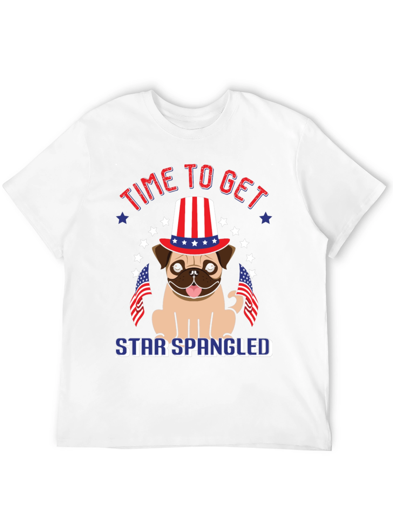 Patriotic Pug T-Shirt - Star Spangled Getaway