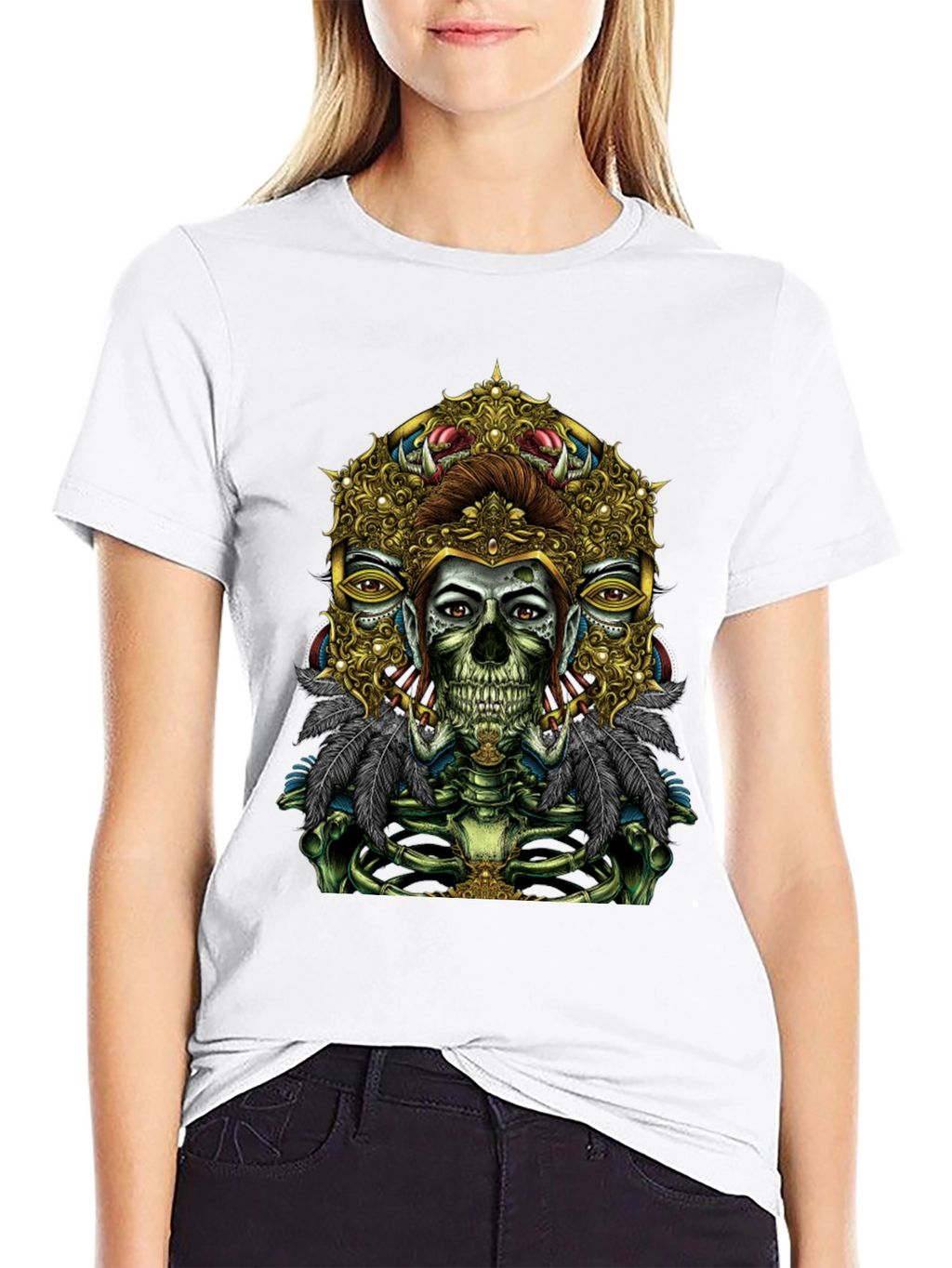 Unique Skull Graphic Tee - Artistic Skeleton Print