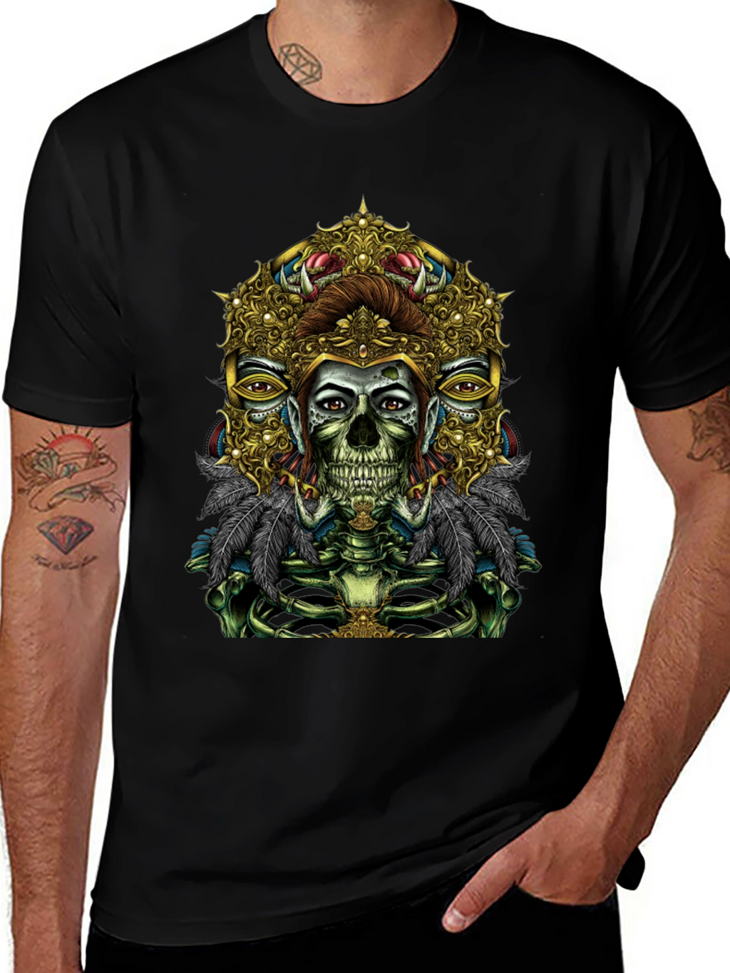 Unique Skull Graphic Tee - Artistic Skeleton Print