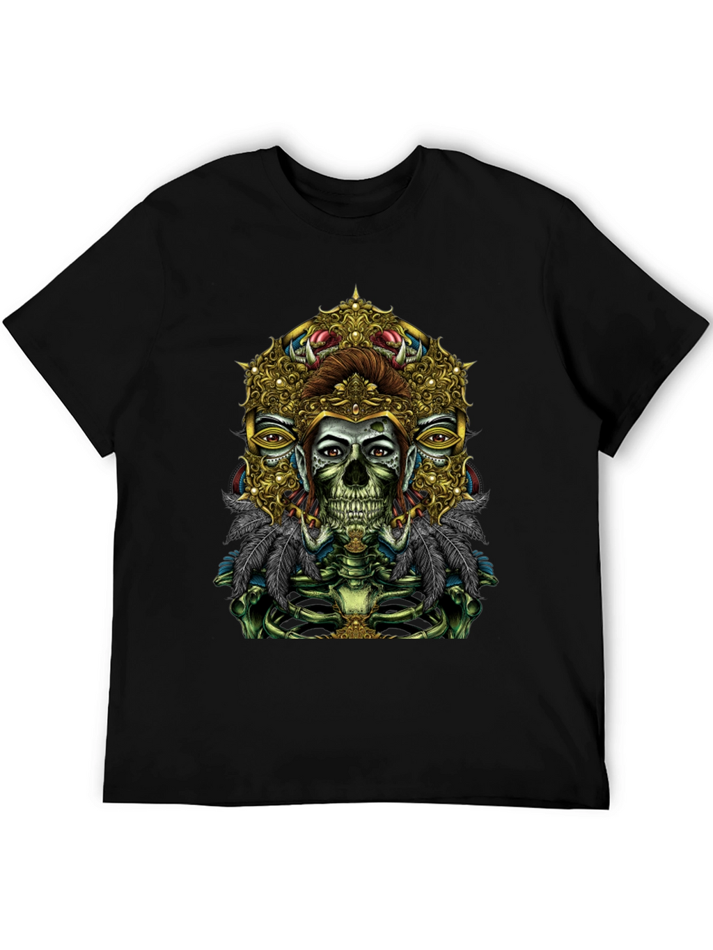 Unique Skull Graphic Tee - Artistic Skeleton Print