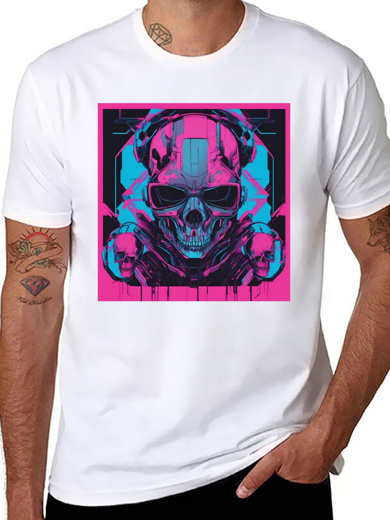 Cyberpunk Skull T-Shirt - Futuristic Style