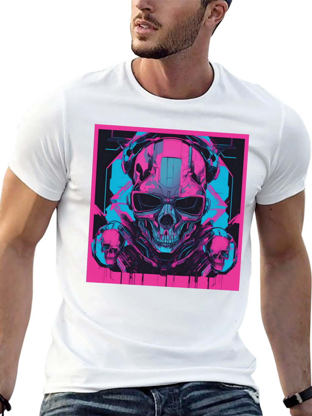 Cyberpunk Skull T-Shirt - Futuristic Style