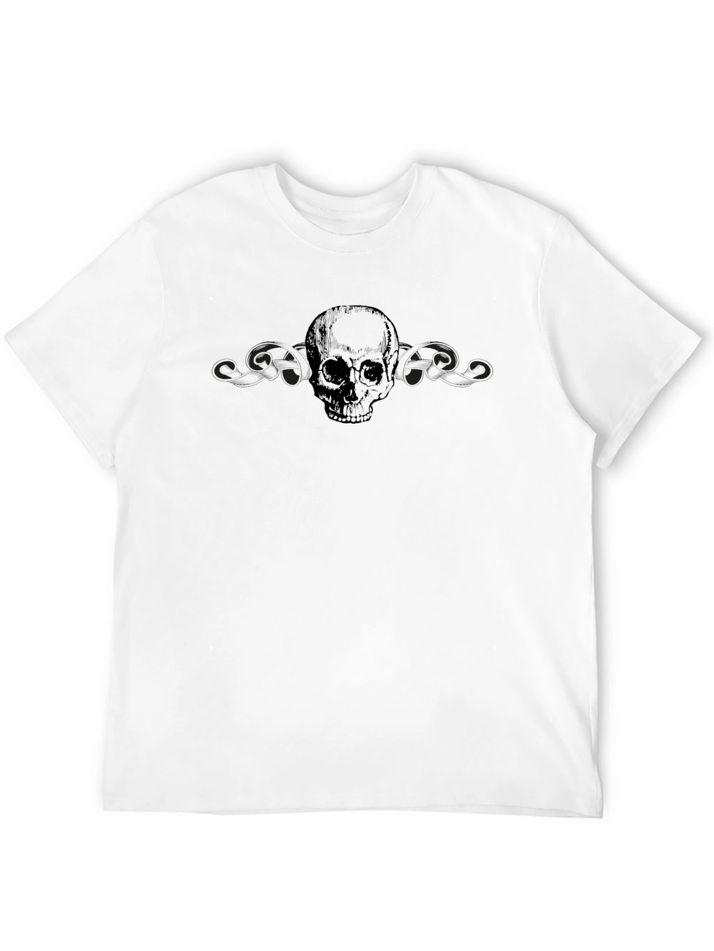 Black Skull Graphic T-Shirt - Mens Crew Neck Tee