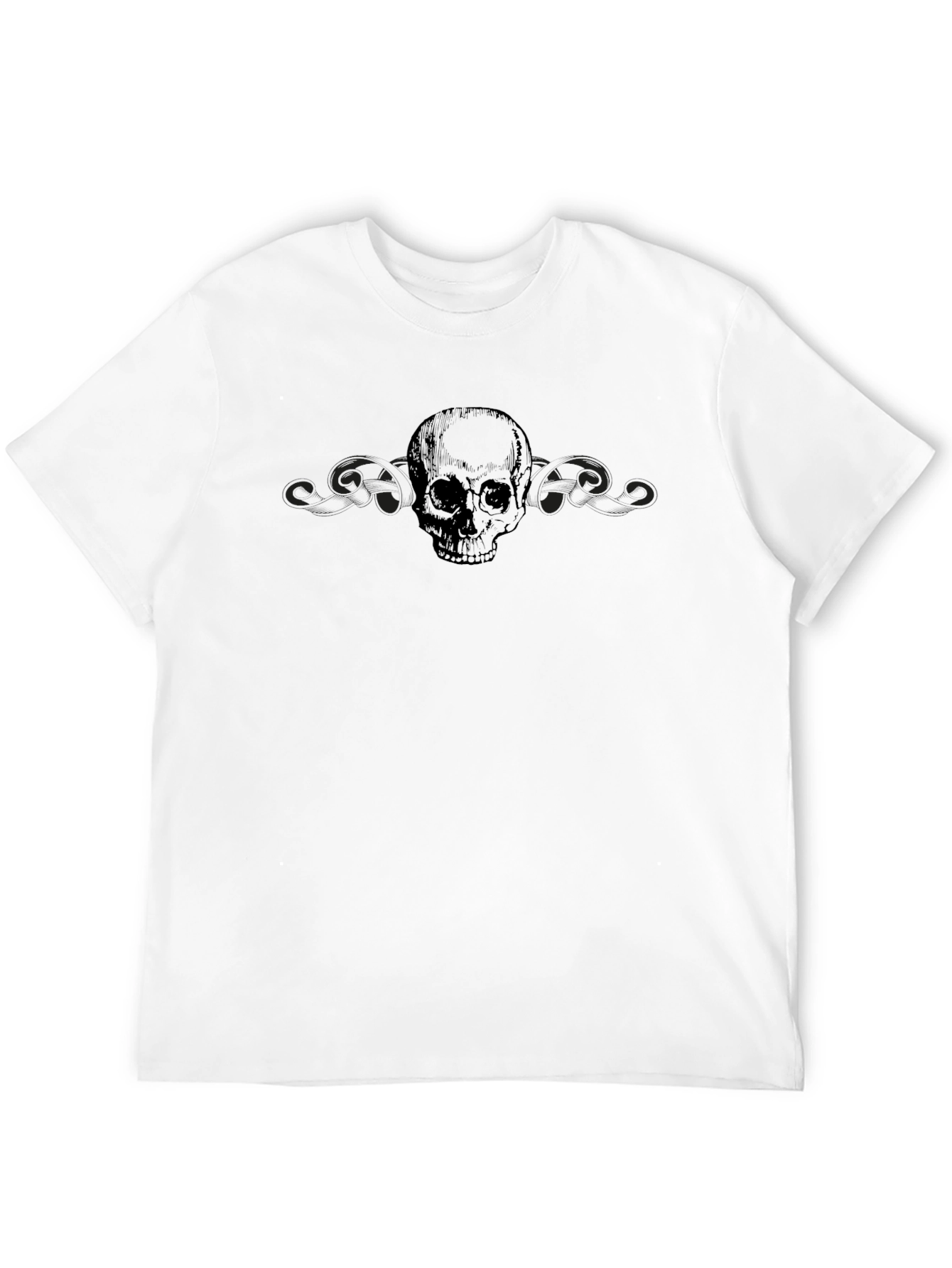 Black Skull Graphic T-Shirt - Mens Crew Neck Tee
