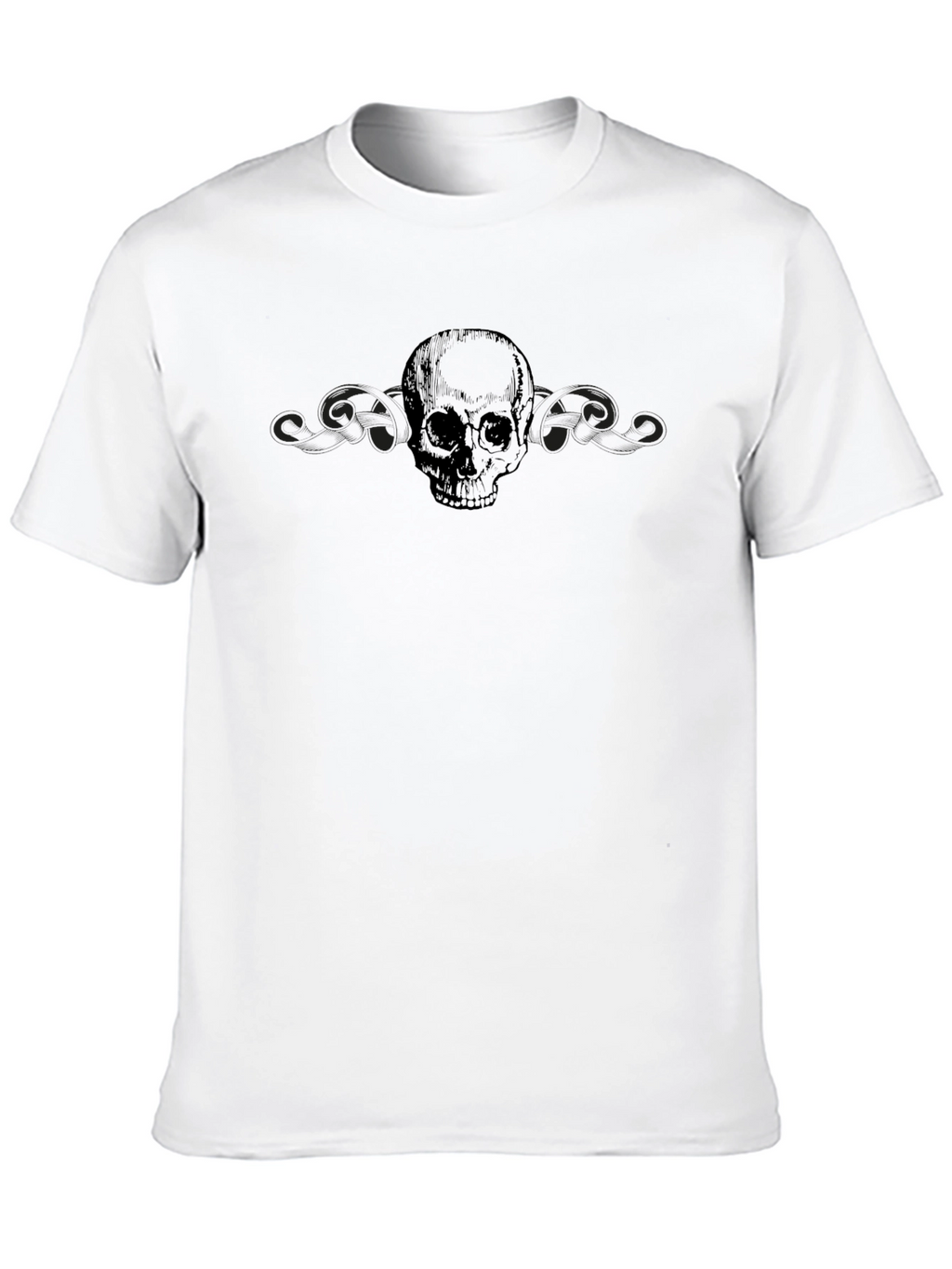 Black Skull Graphic T-Shirt - Mens Crew Neck Tee