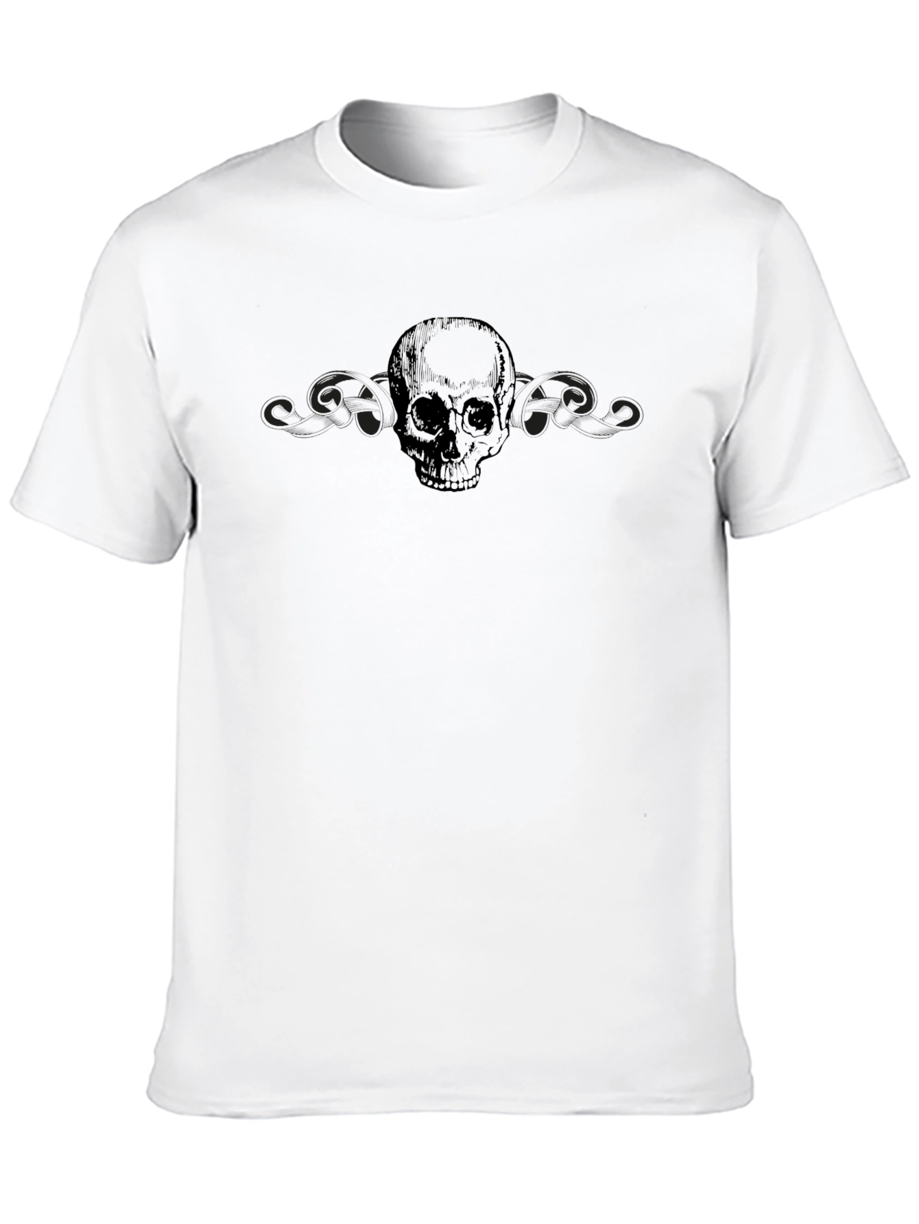 Black Skull Graphic T-Shirt - Mens Crew Neck Tee