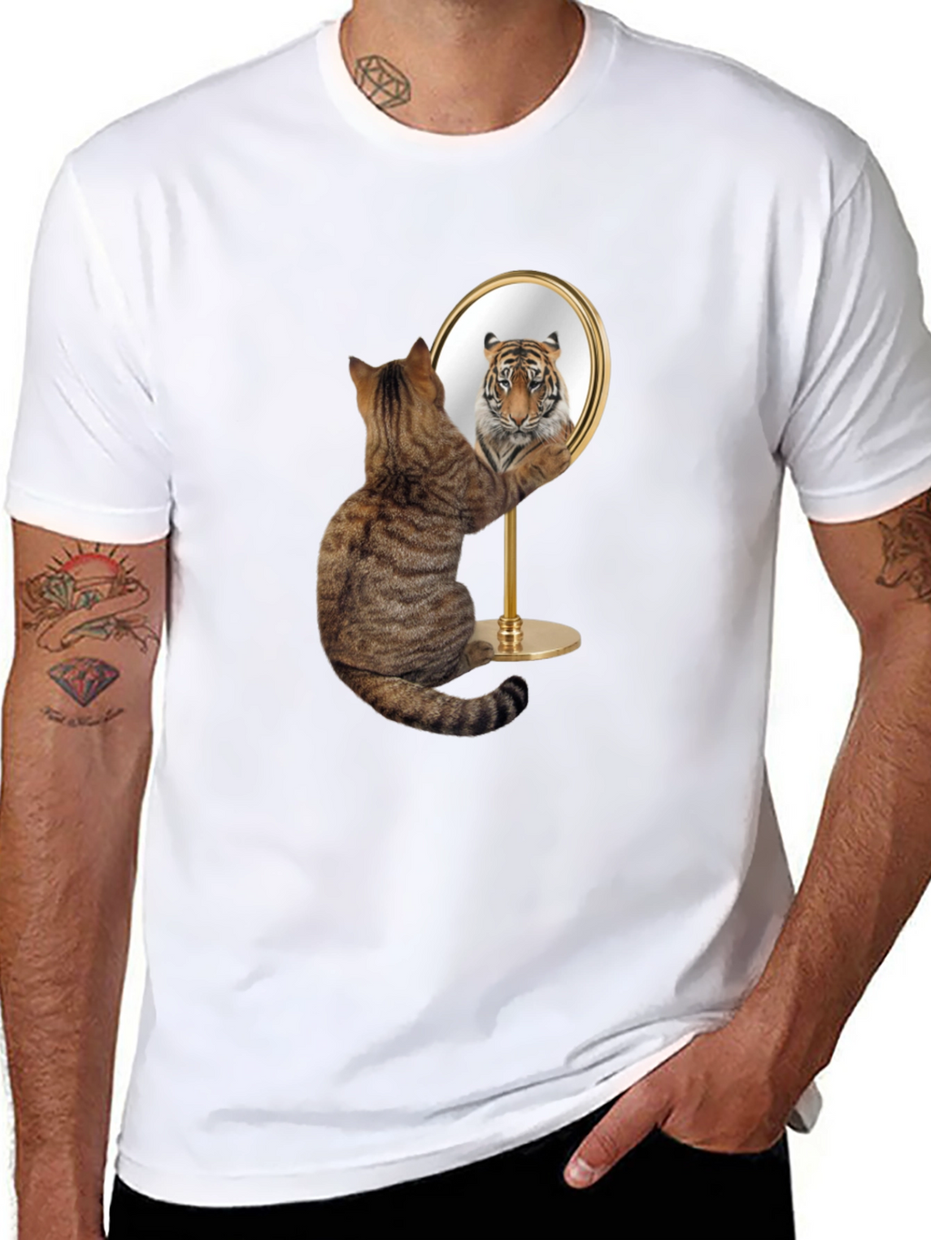 Cat Tiger Mirror Funny Graphic Tee