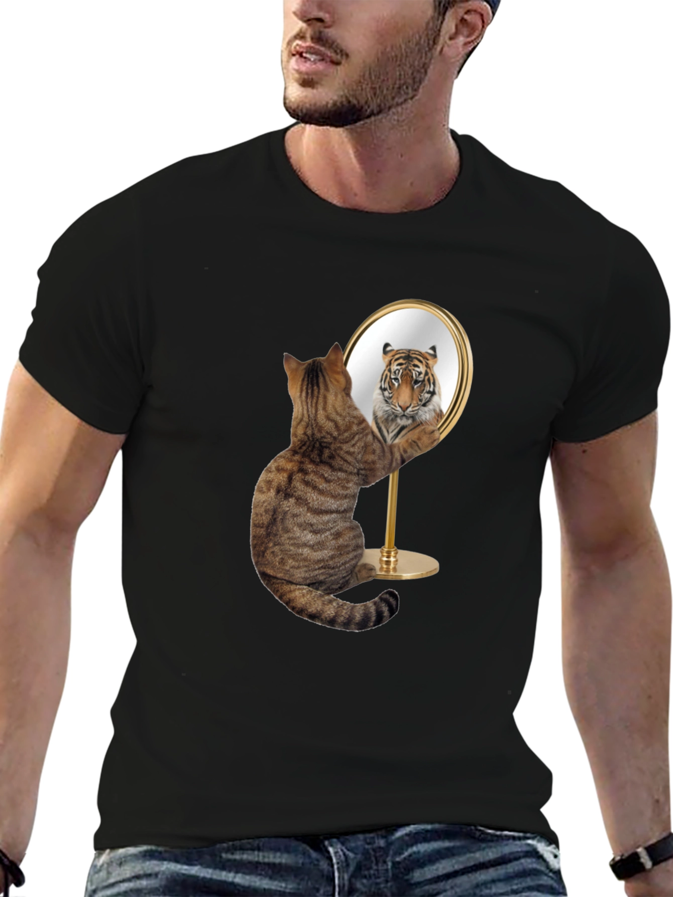 Cat Tiger Mirror Funny Graphic Tee