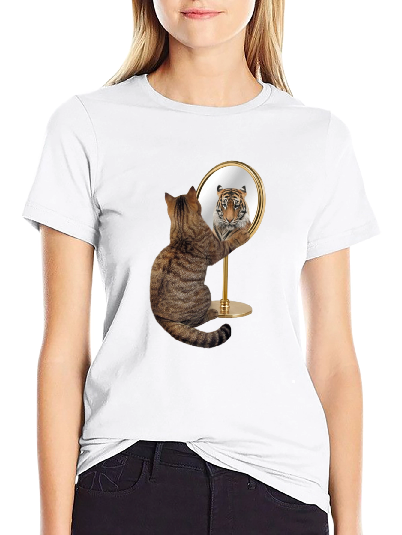 Cat Tiger Mirror Funny Graphic Tee