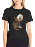 Cat Tiger Mirror Funny Graphic Tee