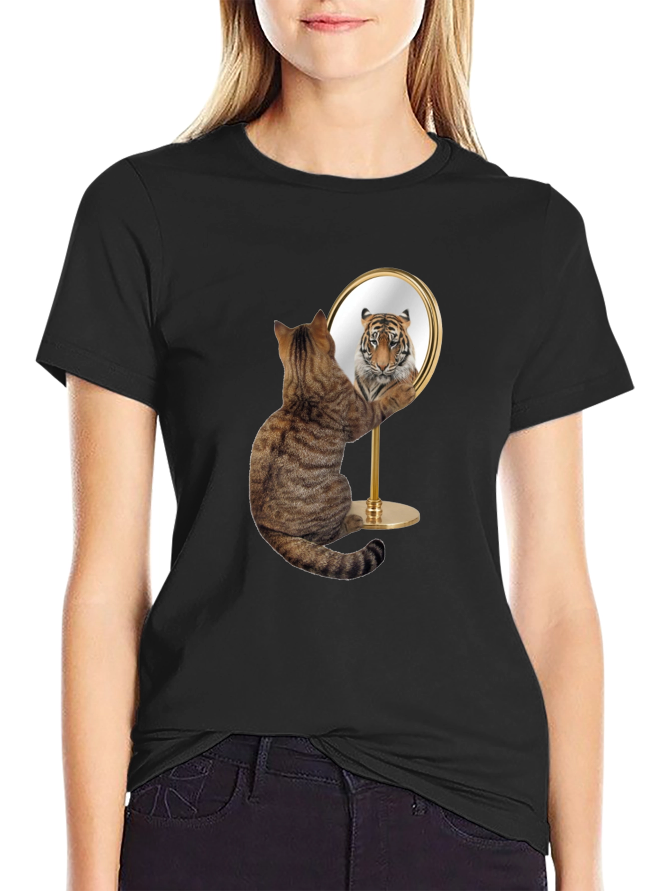 Cat Tiger Mirror Funny Graphic Tee