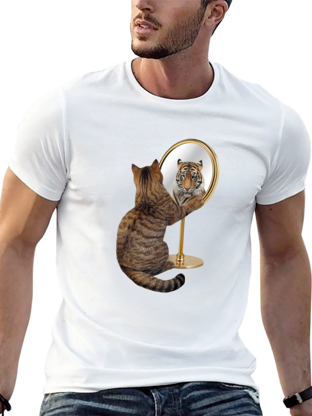 Cat Tiger Mirror Funny Graphic Tee