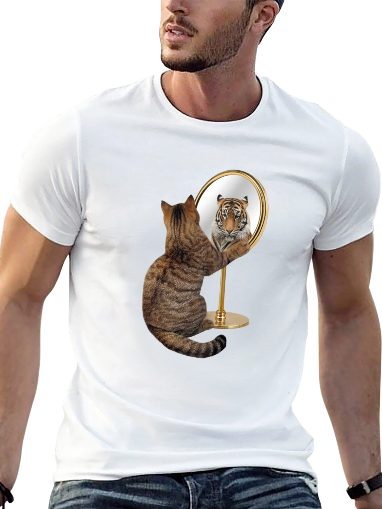 Cat Tiger Mirror Funny Graphic Tee