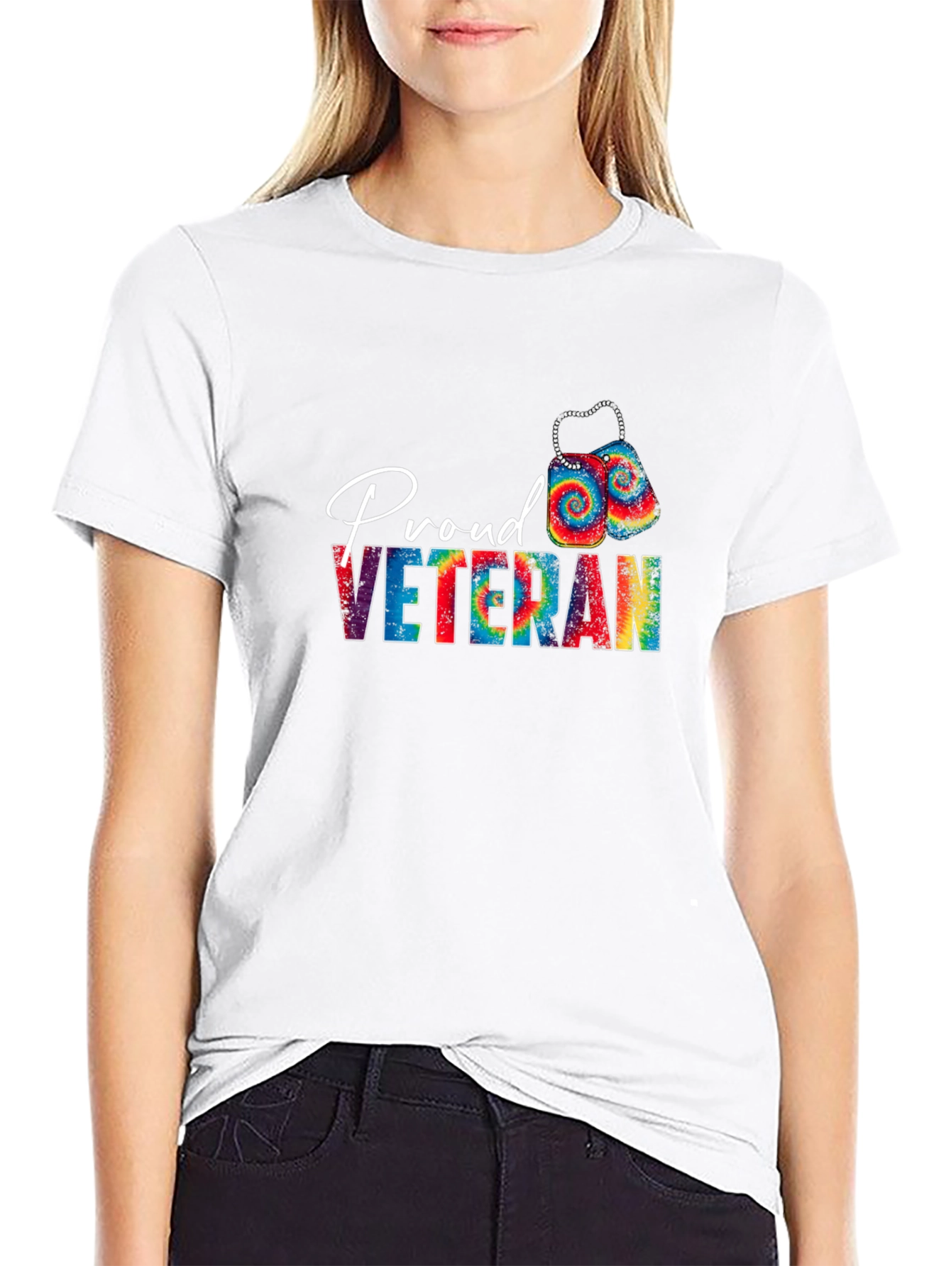 Proud Veteran Tie Dye Graphic T-Shirt