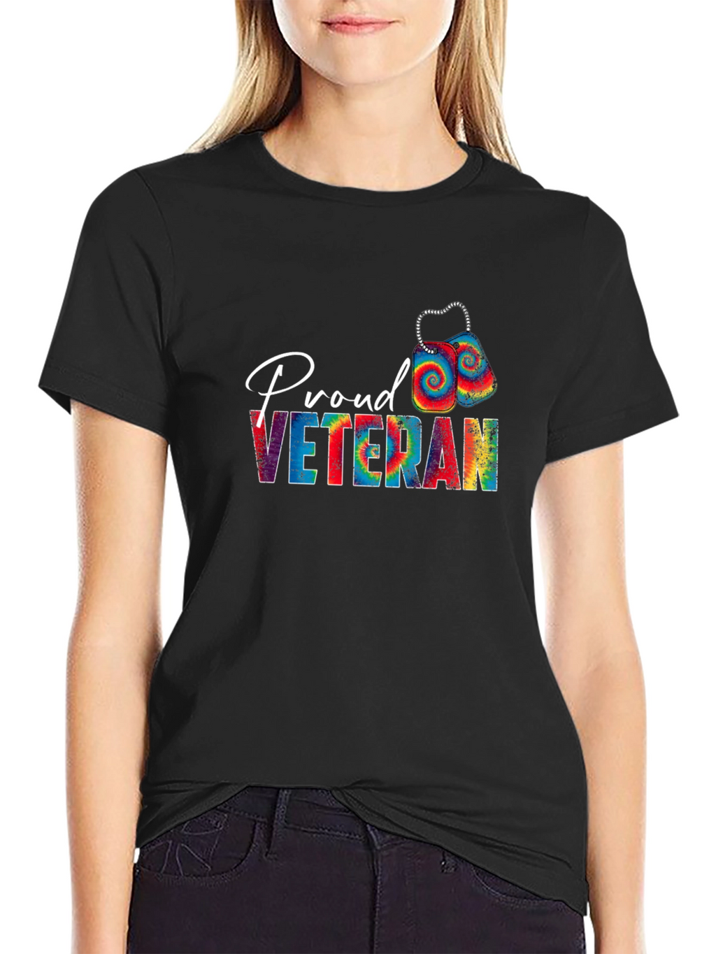 Proud Veteran Tie Dye Graphic T-Shirt