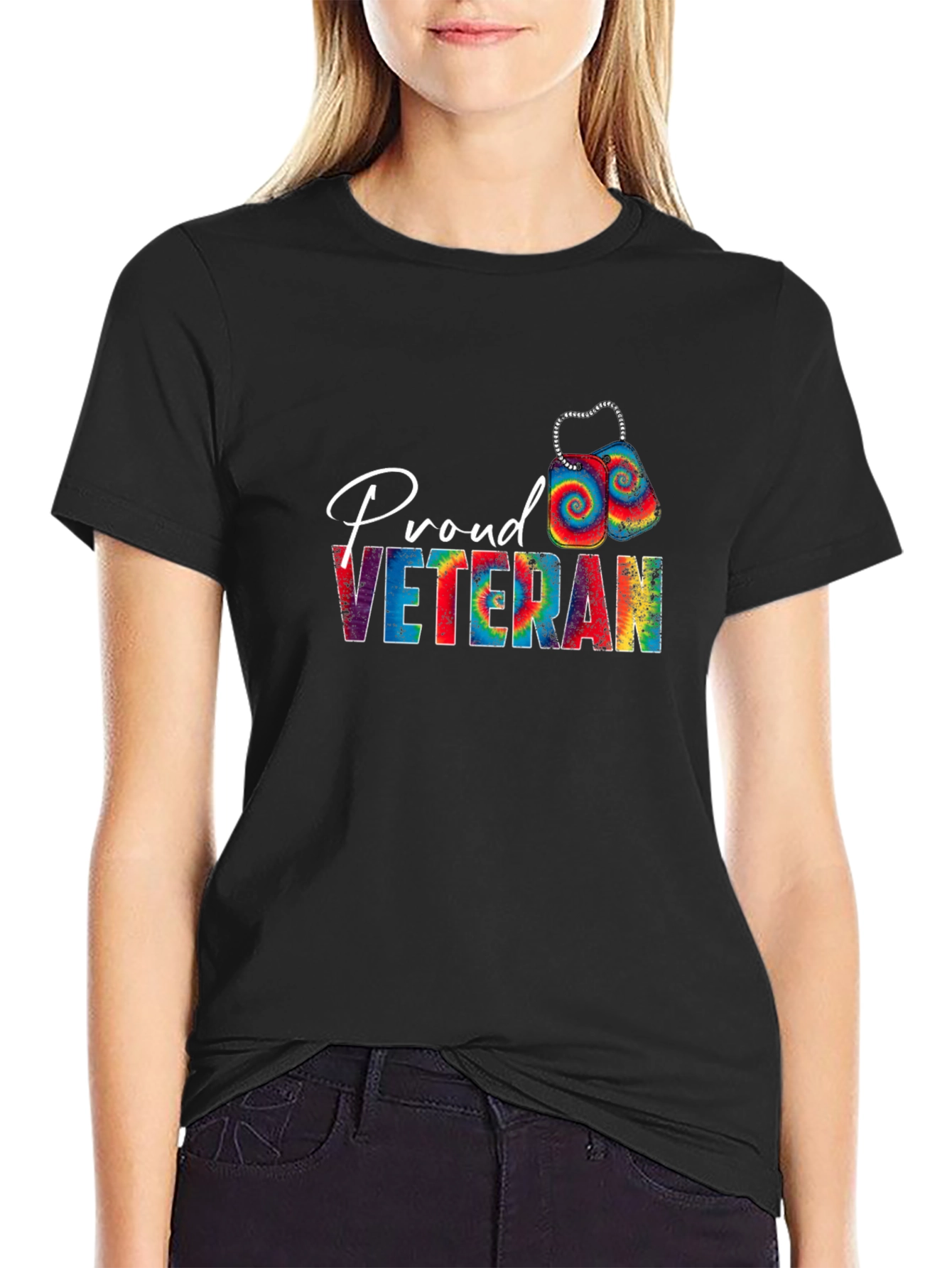 Proud Veteran Tie Dye Graphic T-Shirt