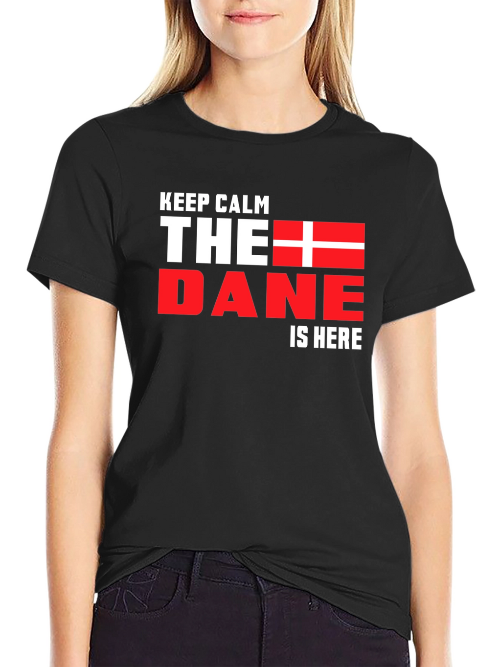 Keep Calm The Dane is Here Black T-Shirt