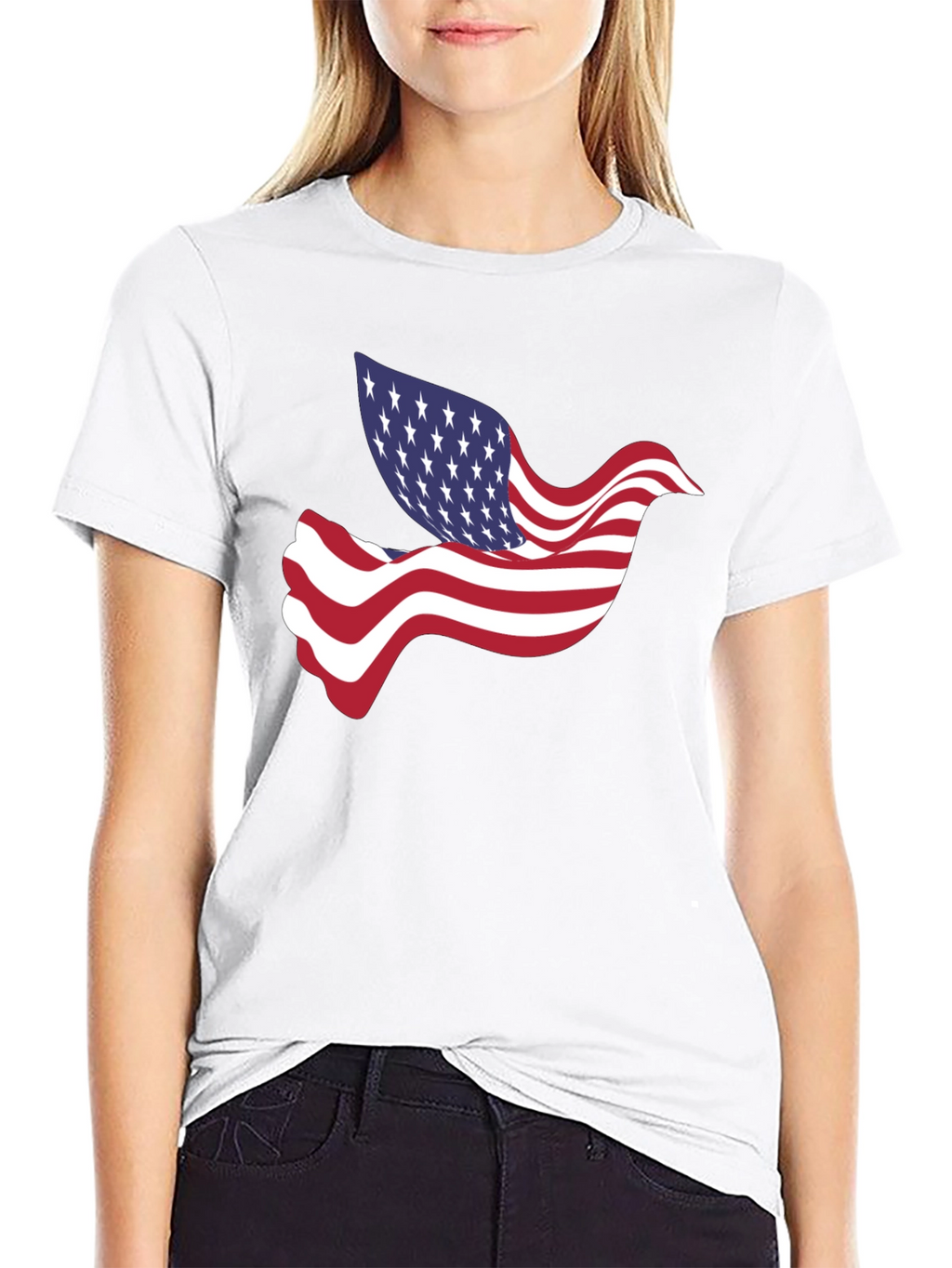 American Flag Dove Graphic Tee - Patriotic Style