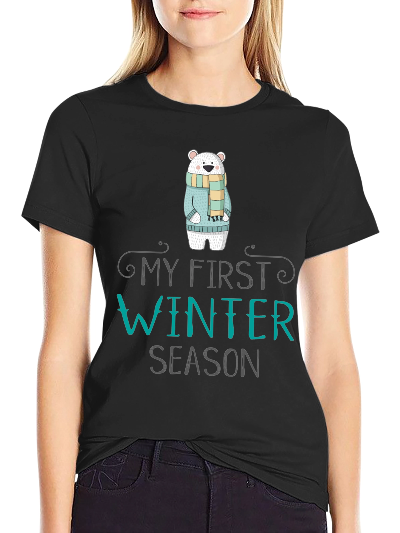 My First Winter Season Black Graphic Tee