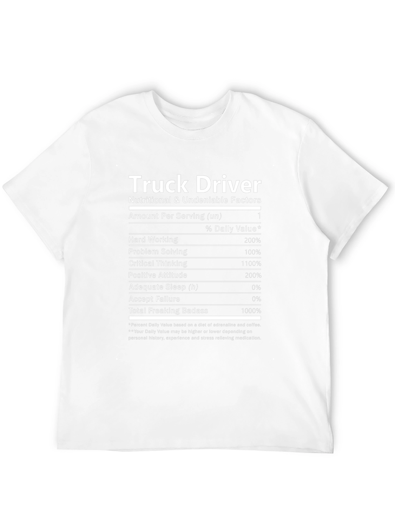 Truck Driver Nutrition Facts Graphic Tee