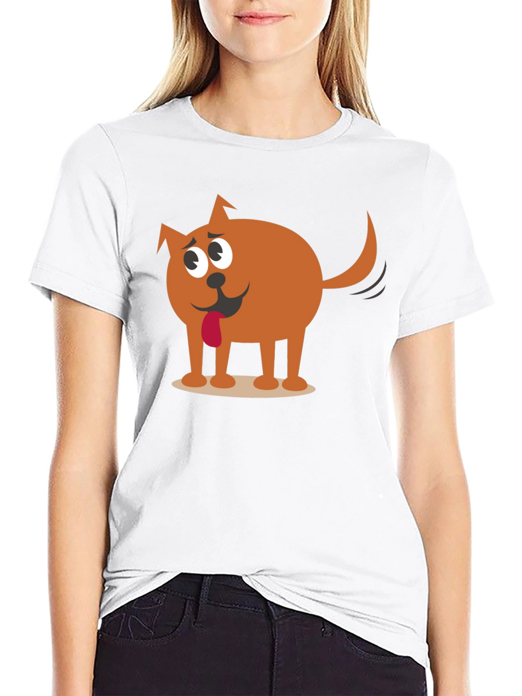 Funny Cartoon Dog Graphic Black T-Shirt
