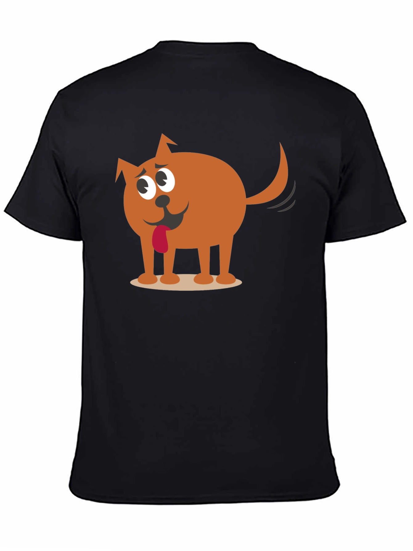 Funny Cartoon Dog Graphic Black T-Shirt