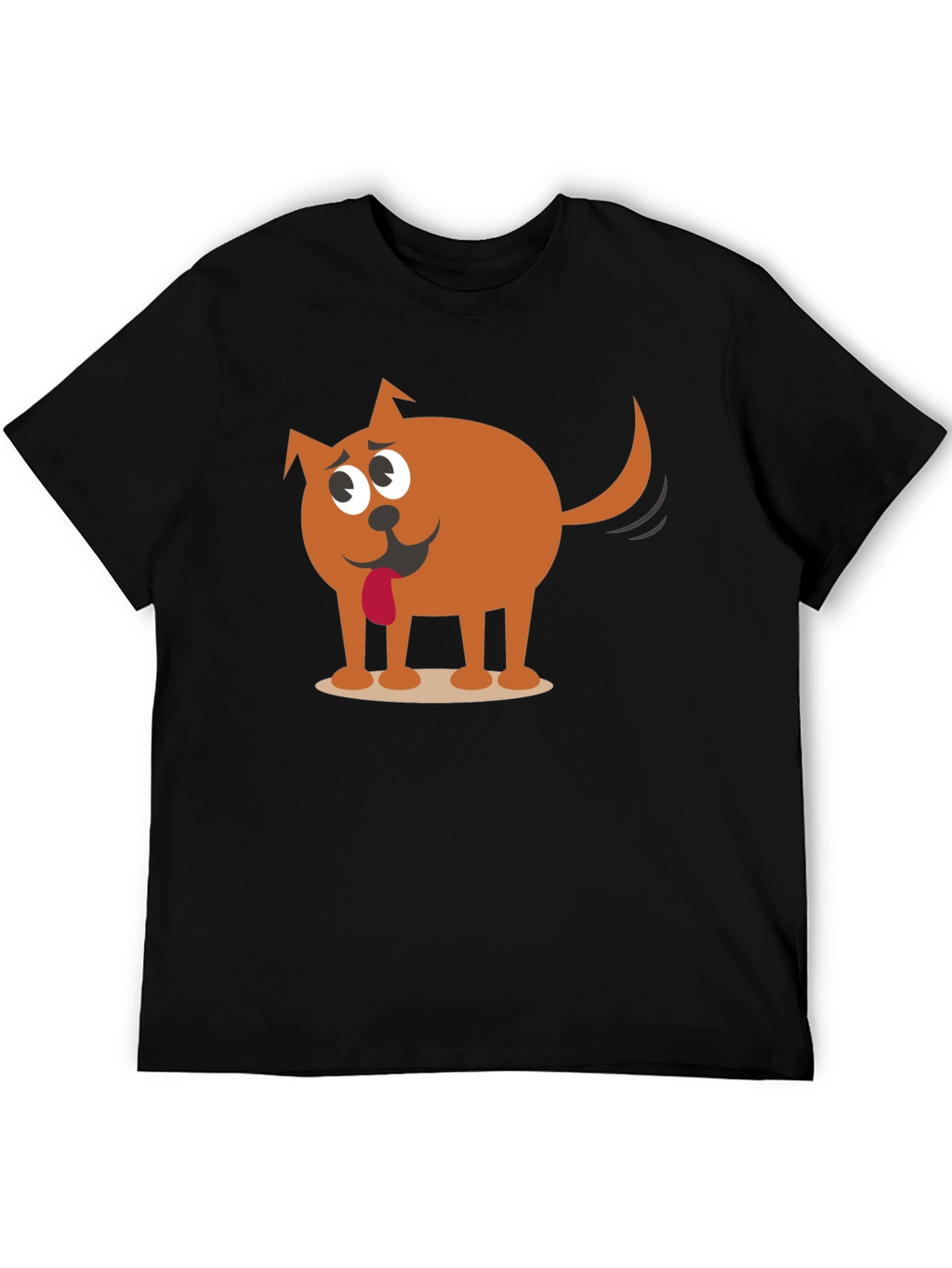 Funny Cartoon Dog Graphic Black T-Shirt