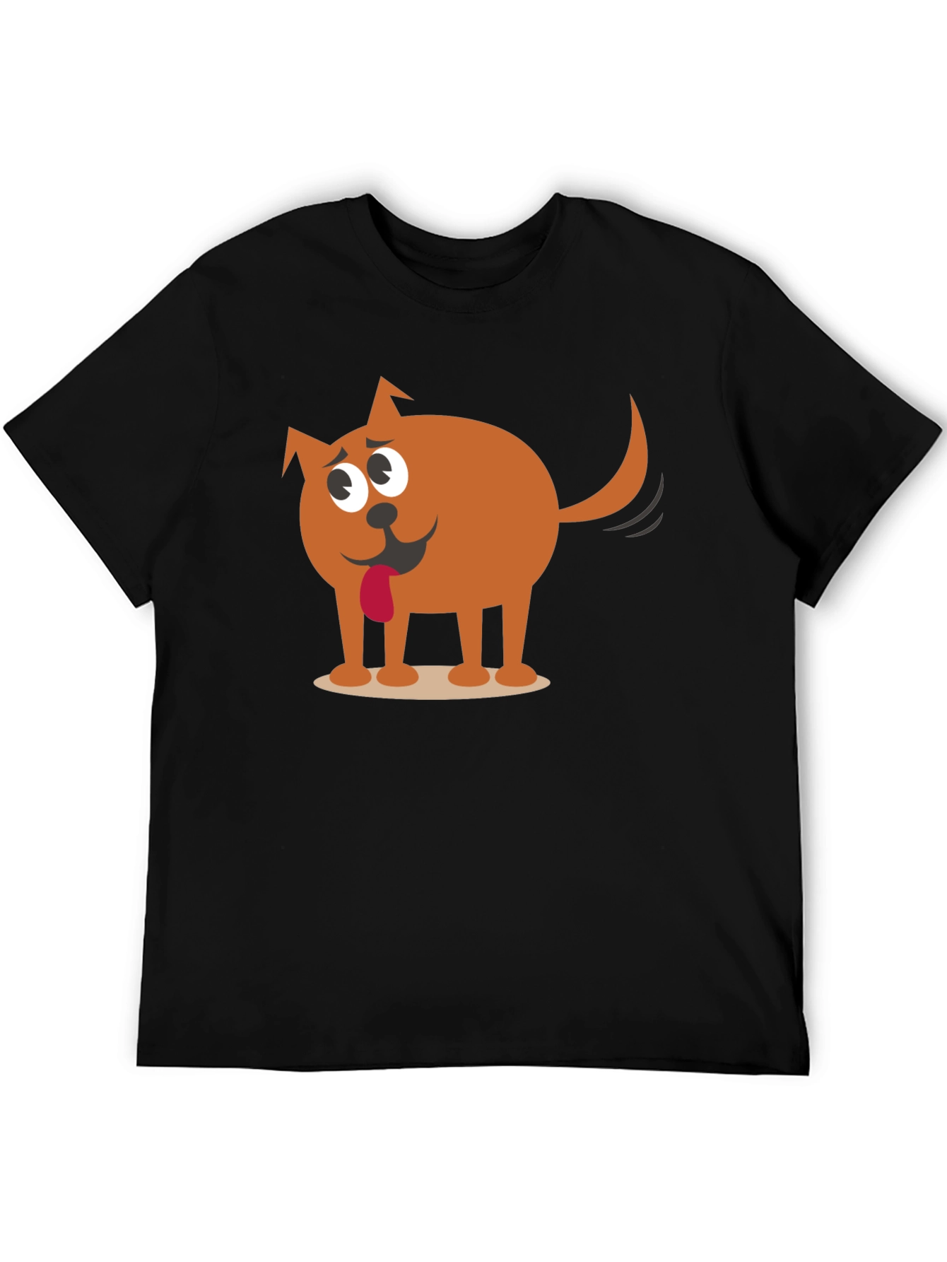 Funny Cartoon Dog Graphic Black T-Shirt
