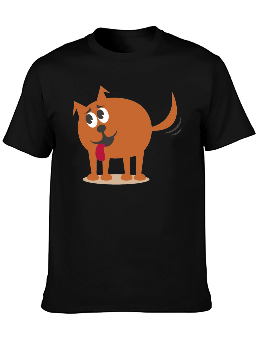 Funny Cartoon Dog Graphic Black T-Shirt