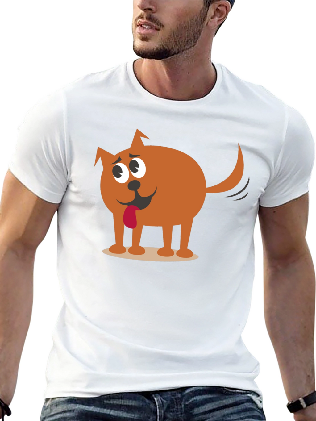 Funny Cartoon Dog Graphic Black T-Shirt