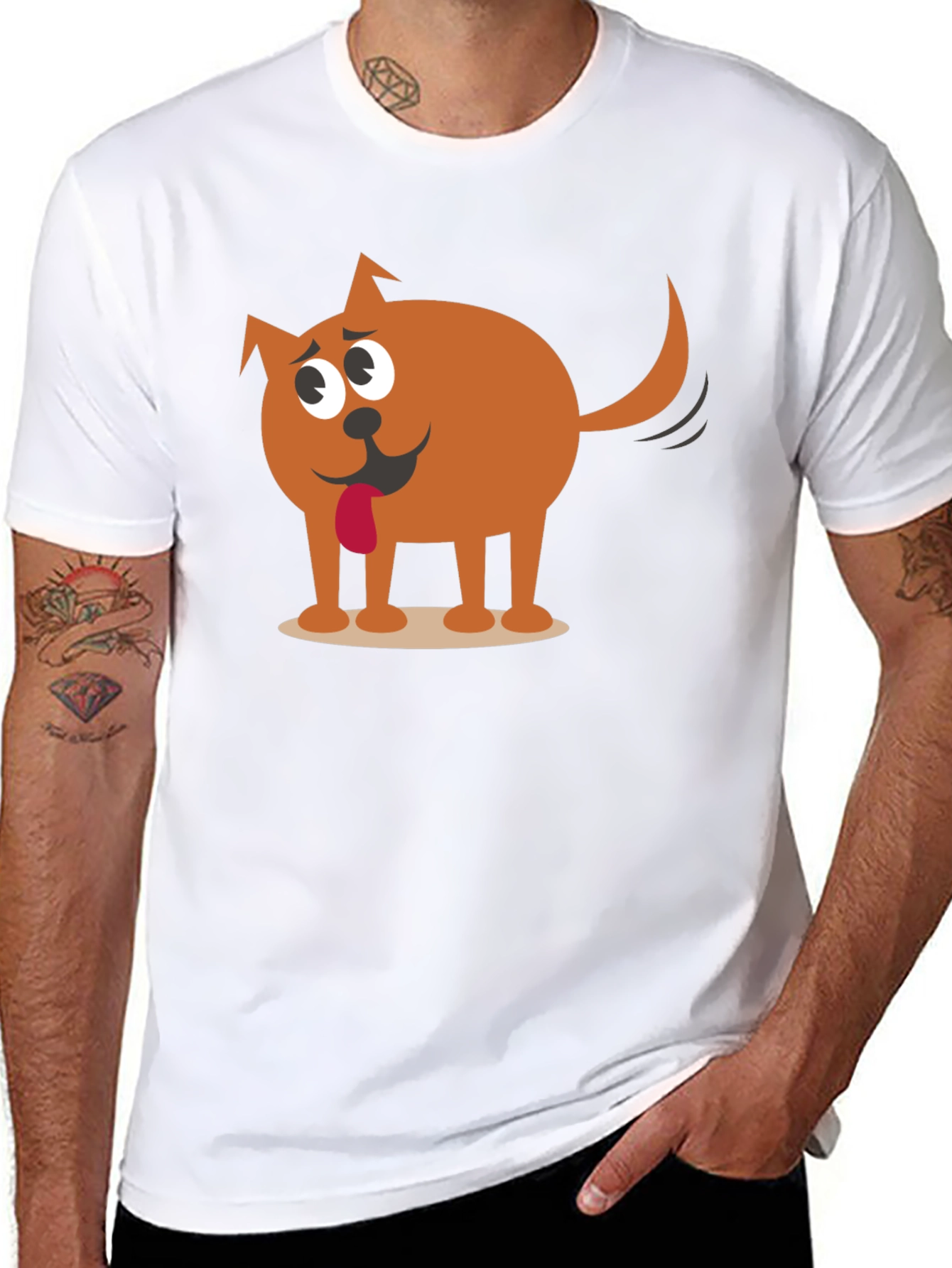 Funny Cartoon Dog Graphic Black T-Shirt