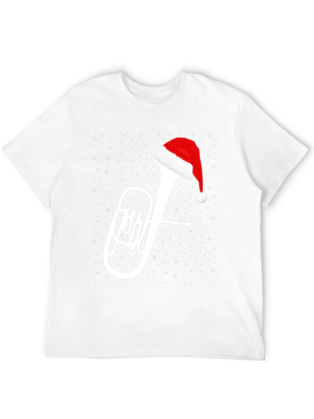 Christmas Tuba Santa Hat Black T-Shirt