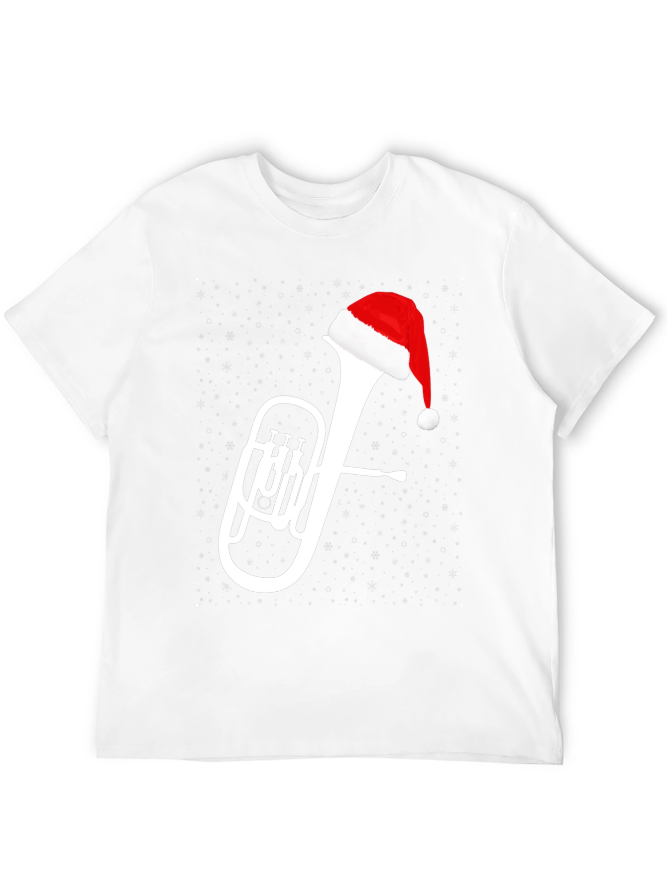 Christmas Tuba Santa Hat Black T-Shirt