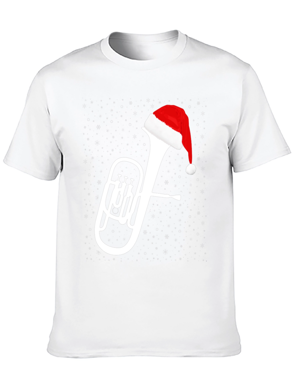 Christmas Tuba Santa Hat Black T-Shirt