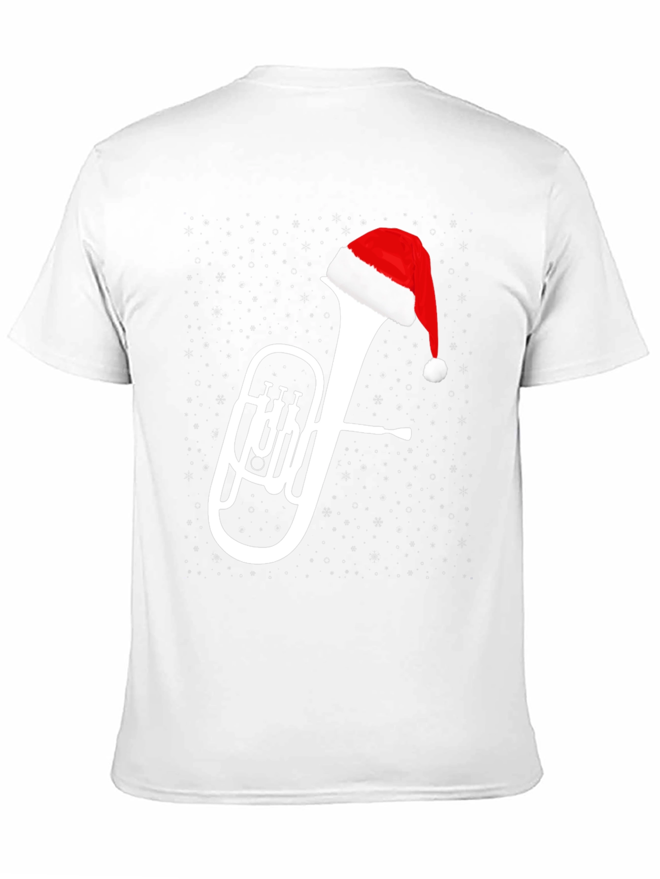 Christmas Tuba Santa Hat Black T-Shirt