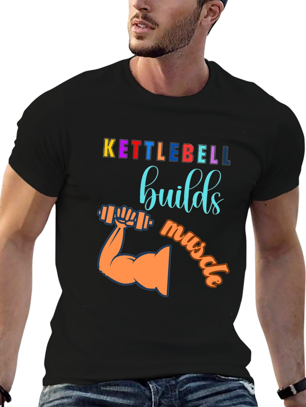 Kettlebell Builds Muscle Graphic T-Shirt