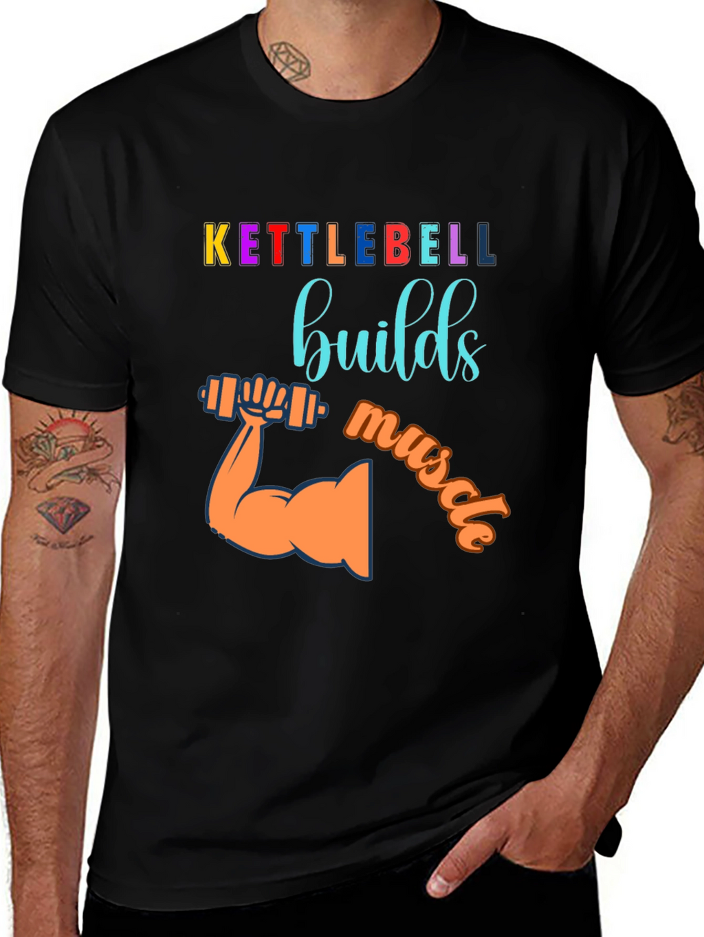 Kettlebell Builds Muscle Graphic T-Shirt