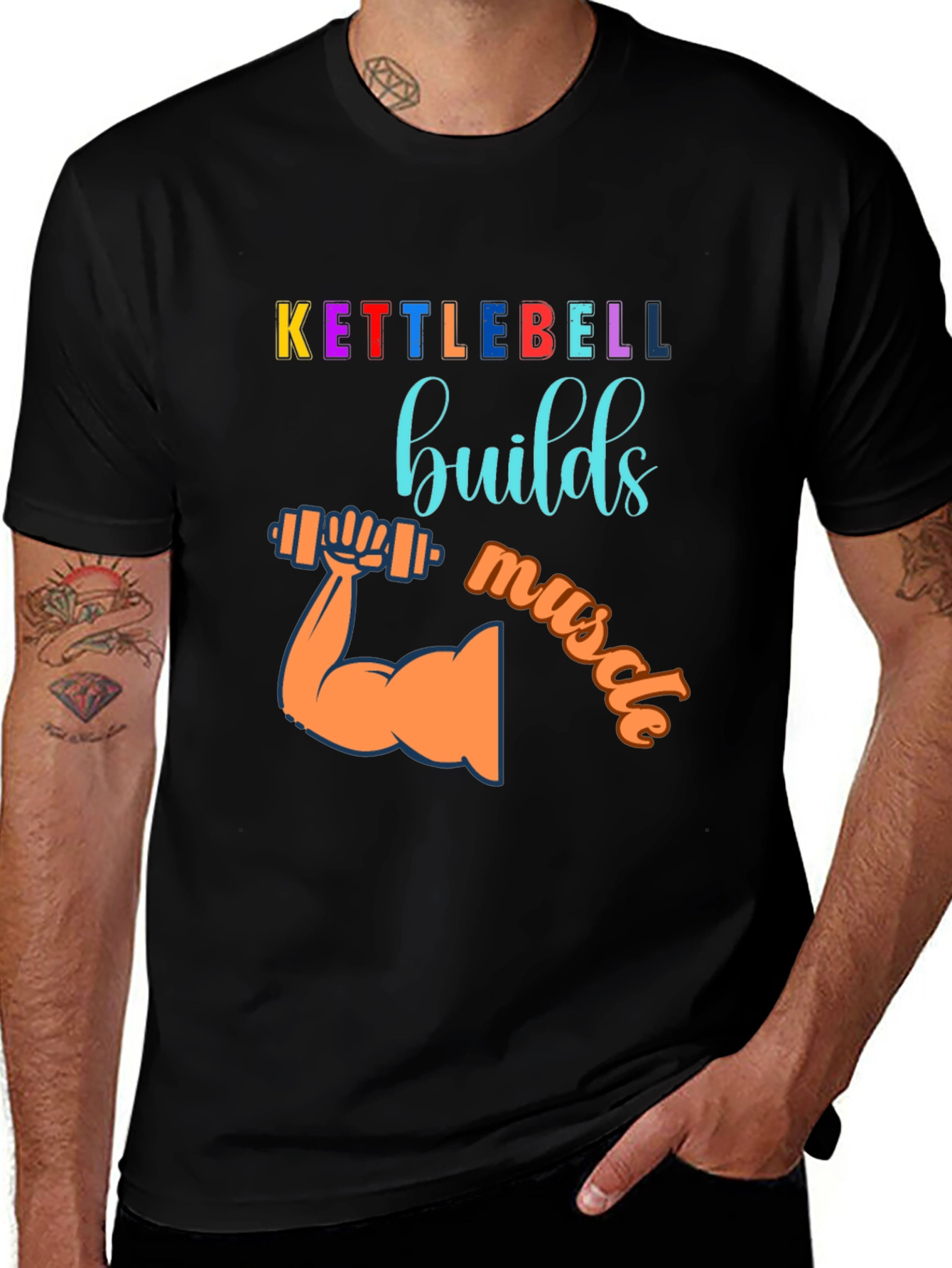 Kettlebell Builds Muscle Graphic T-Shirt