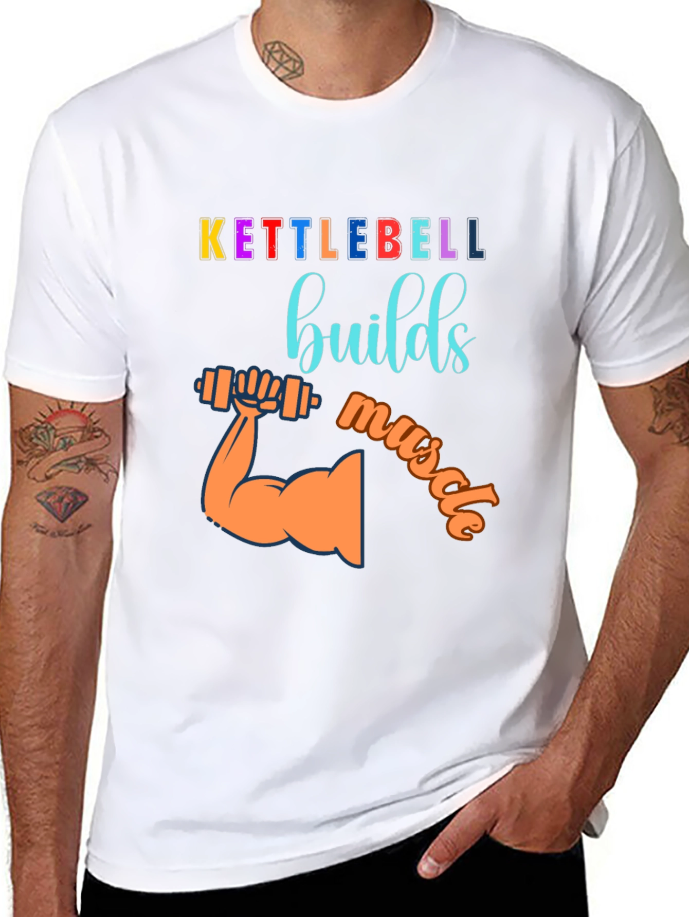 Kettlebell Builds Muscle Graphic T-Shirt