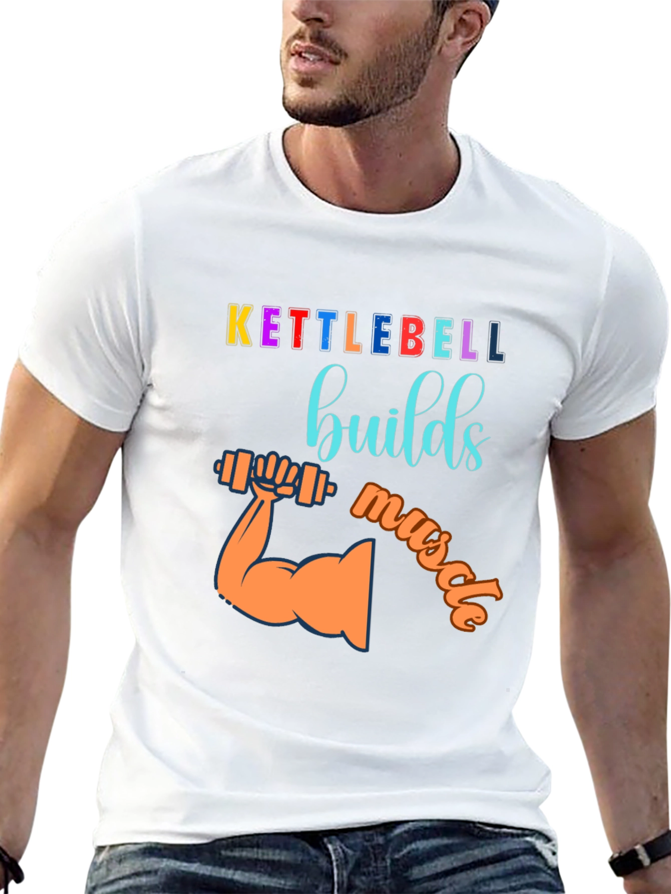 Kettlebell Builds Muscle Graphic T-Shirt