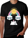 Kawaii Rainbow Bear Graphic Tee - Soft Cotton
