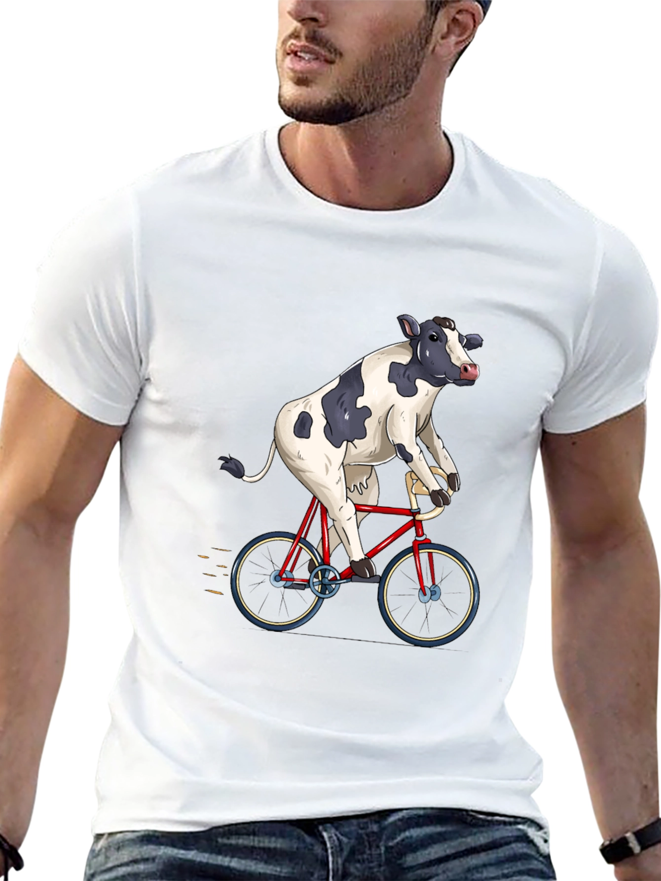 Cow on a Bike T-Shirt - Quirky Graphic Tee