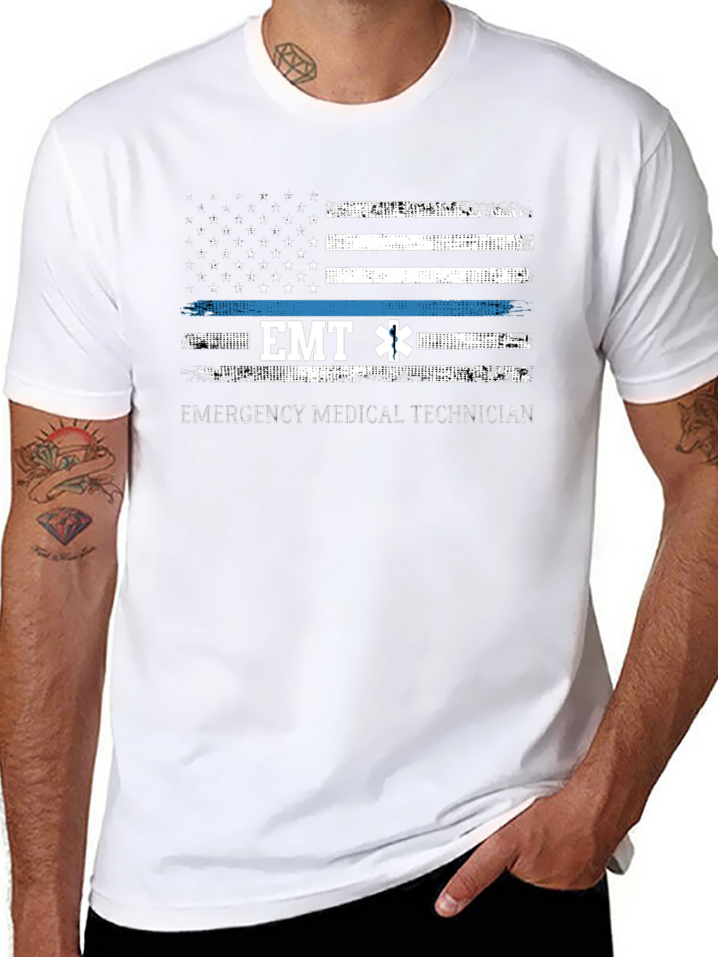 EMT Emergency Medical Technician American Flag T-Shirt