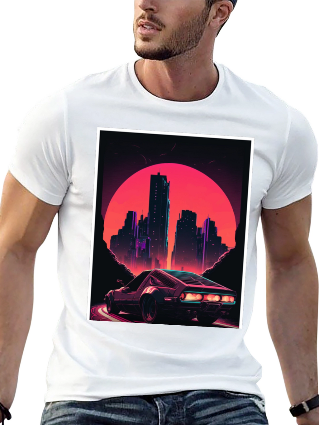 Retro Cityscape Car Graphic Tee