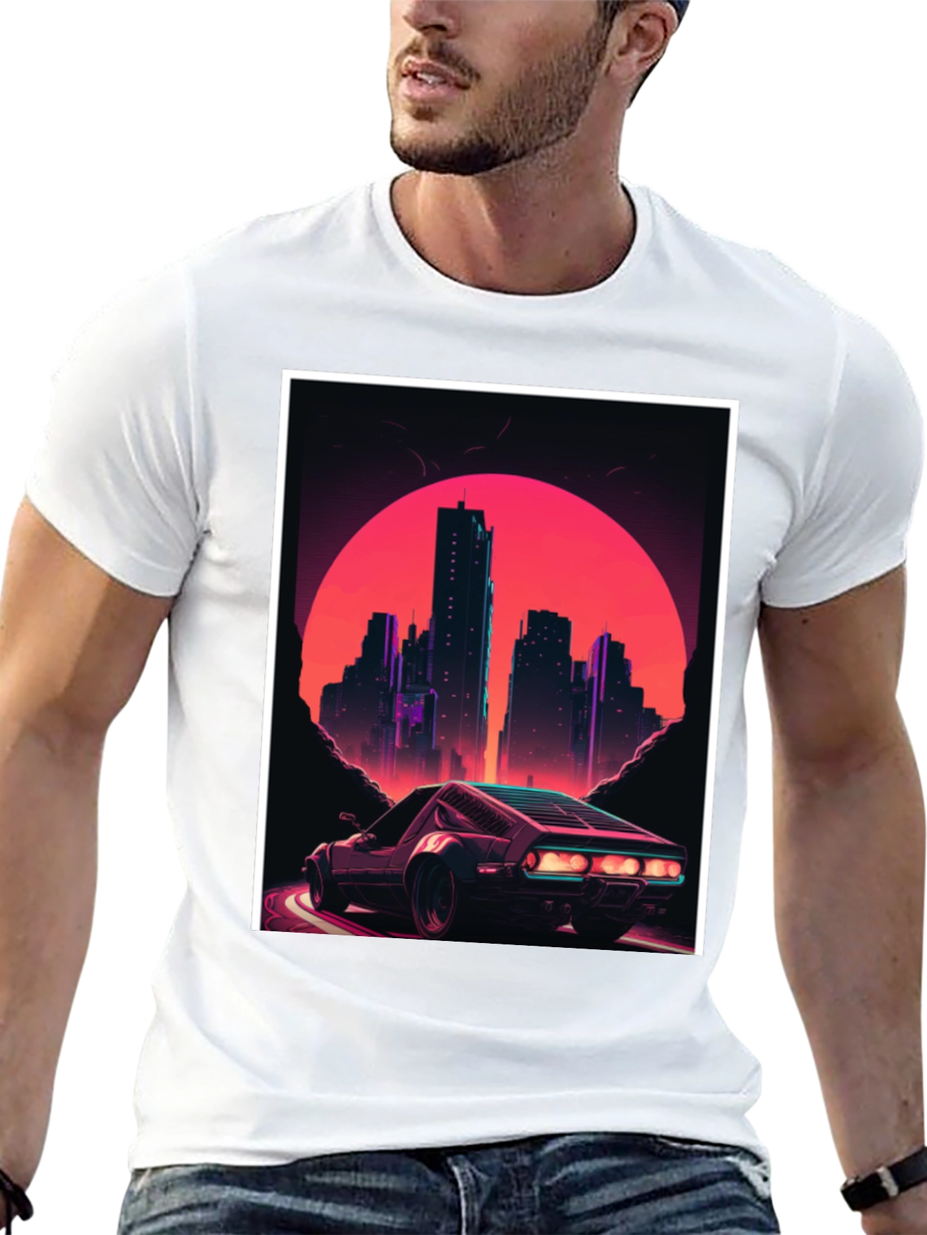 Retro Cityscape Car Graphic Tee